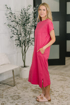 Fix You Right Up Short Sleeve Midi Dress in Hot Pink - Charming Charlie