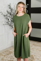 Flatter Me Later Relaxed Dress in Moss - Charming Charlie
