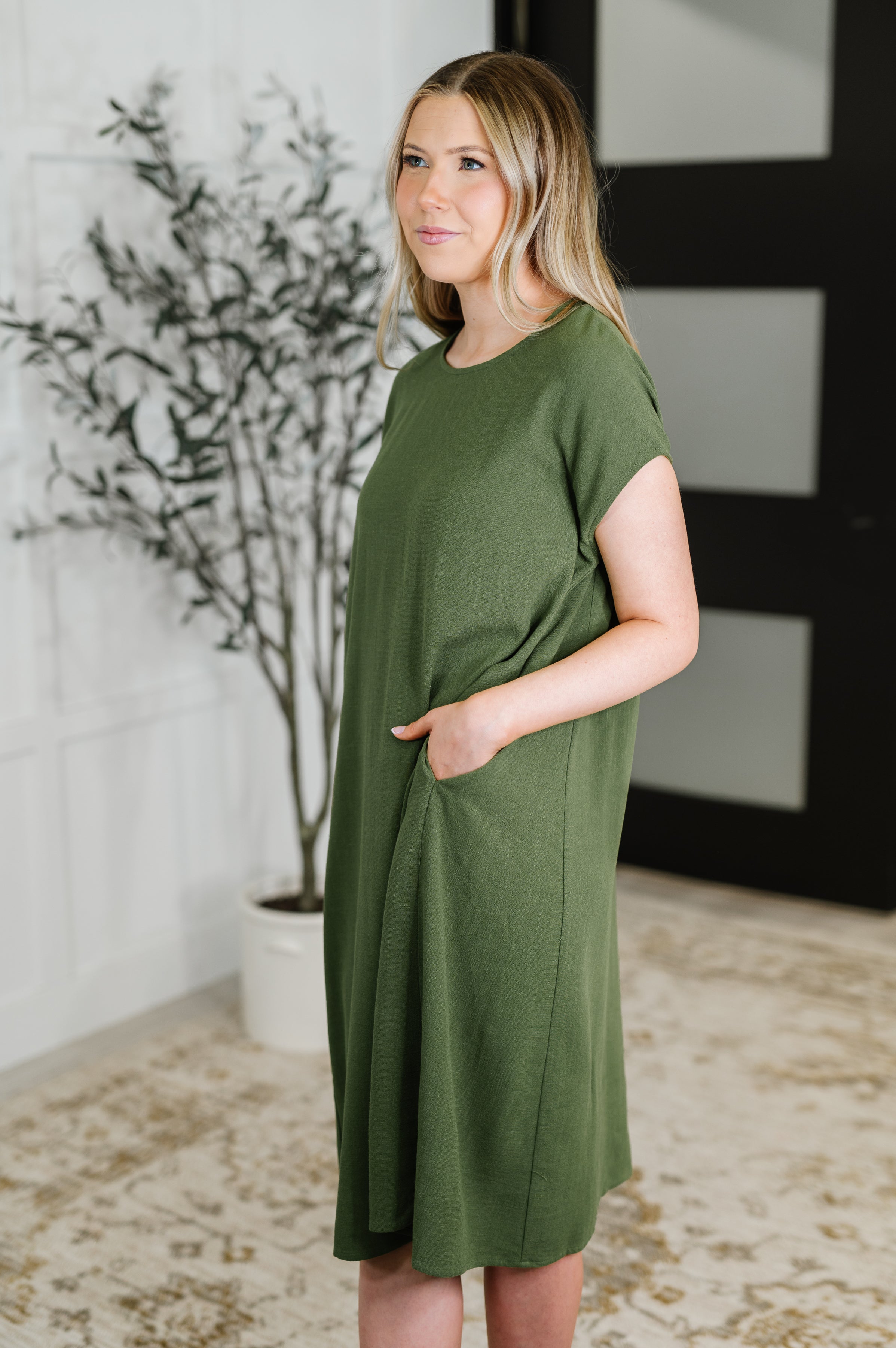 Flatter Me Later Relaxed Dress in Moss - Charming Charlie