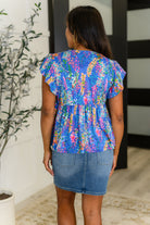 Flirt Alert Flutter Sleeve Top in Blue - Charming Charlie