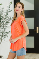 Flirtini Flutter Sleeve Top in Neon Coral - Charming Charlie