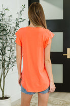 Flirtini Flutter Sleeve Top in Neon Coral - Charming Charlie