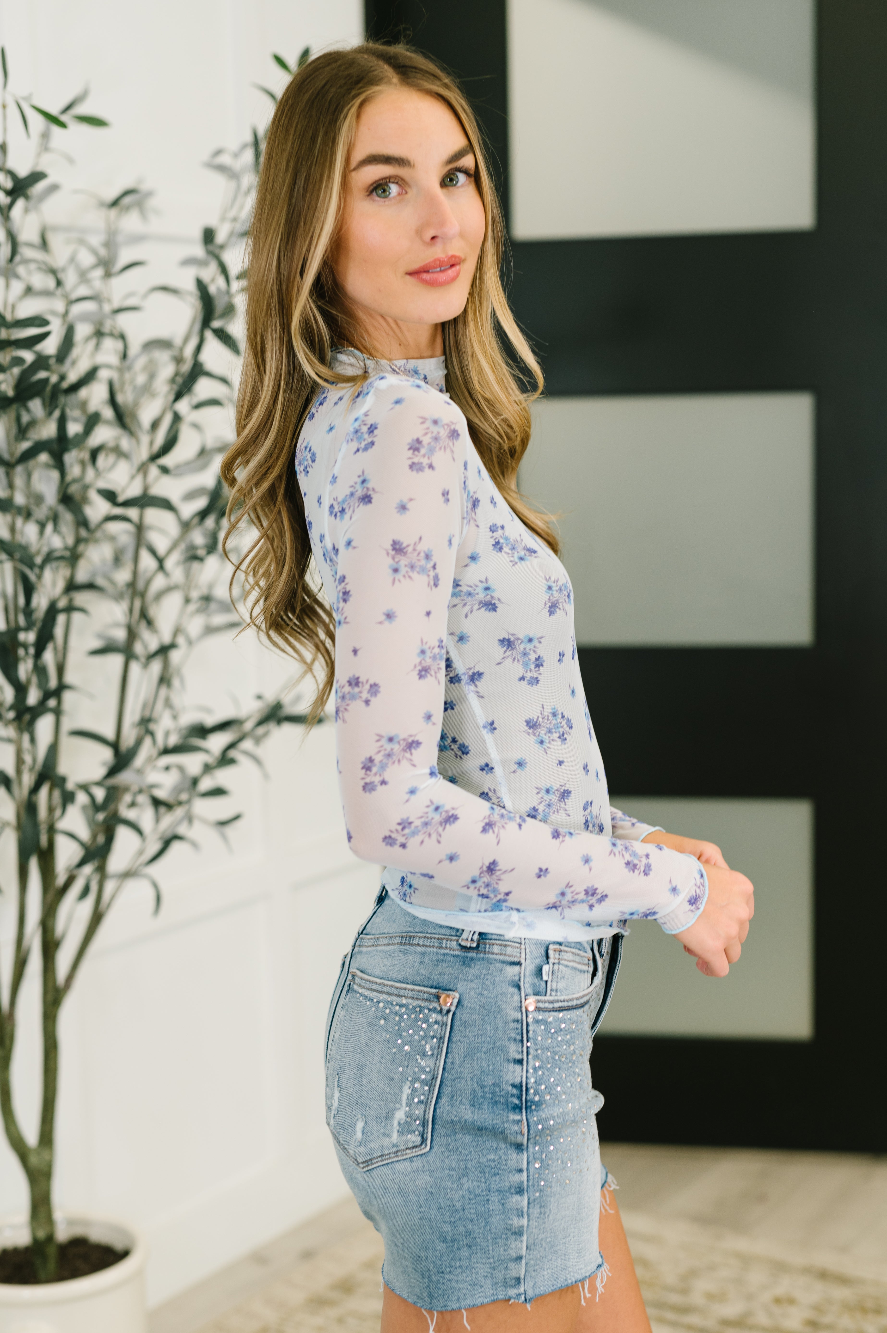 Flirty by Nature Mesh Layering Top in Light Blue - Charming Charlie