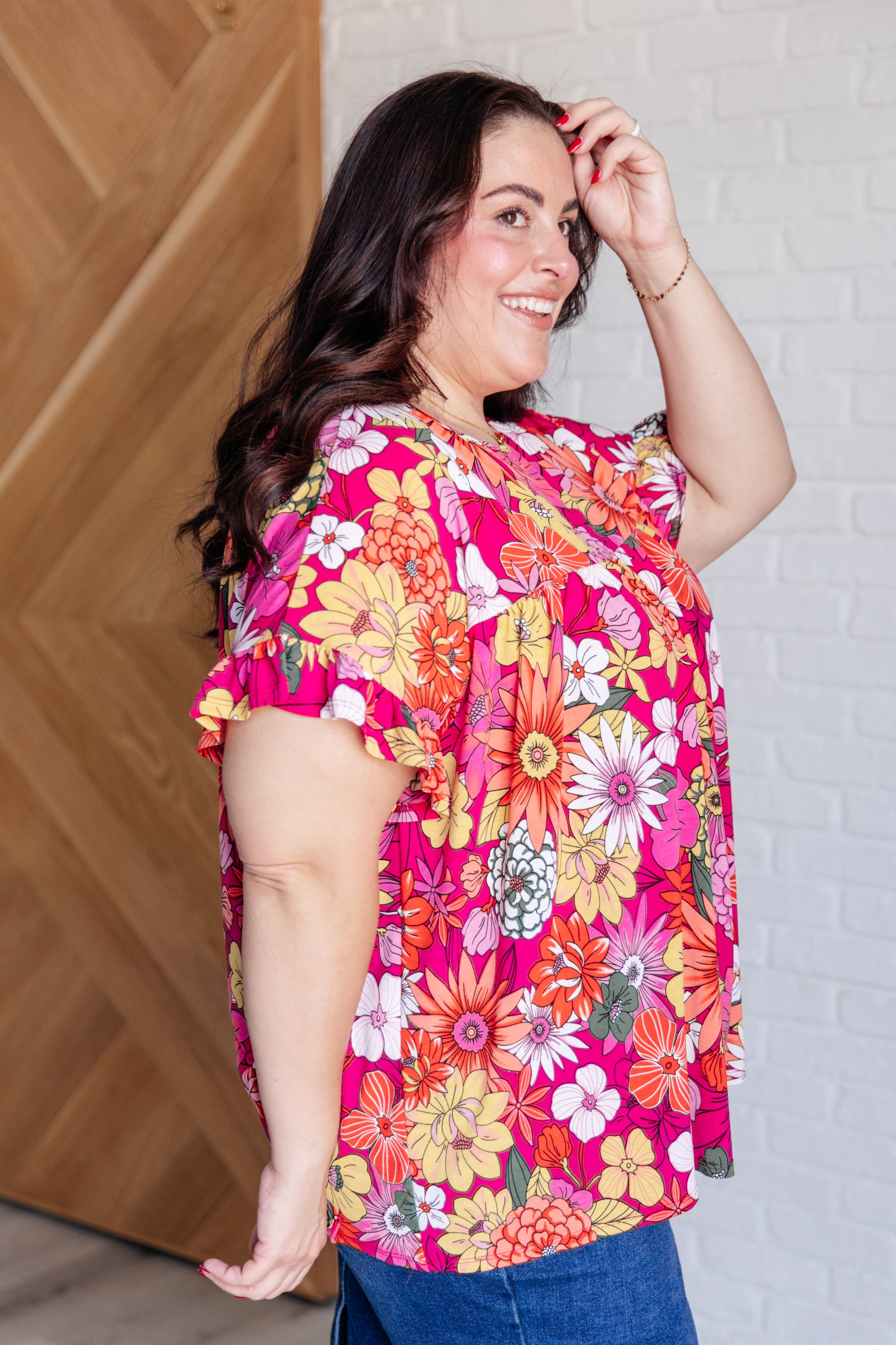Flit About Floral Top in Pink - Charming Charlie