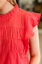 Float This Way Flutter Sleeve Blouse in Coral - Charming Charlie