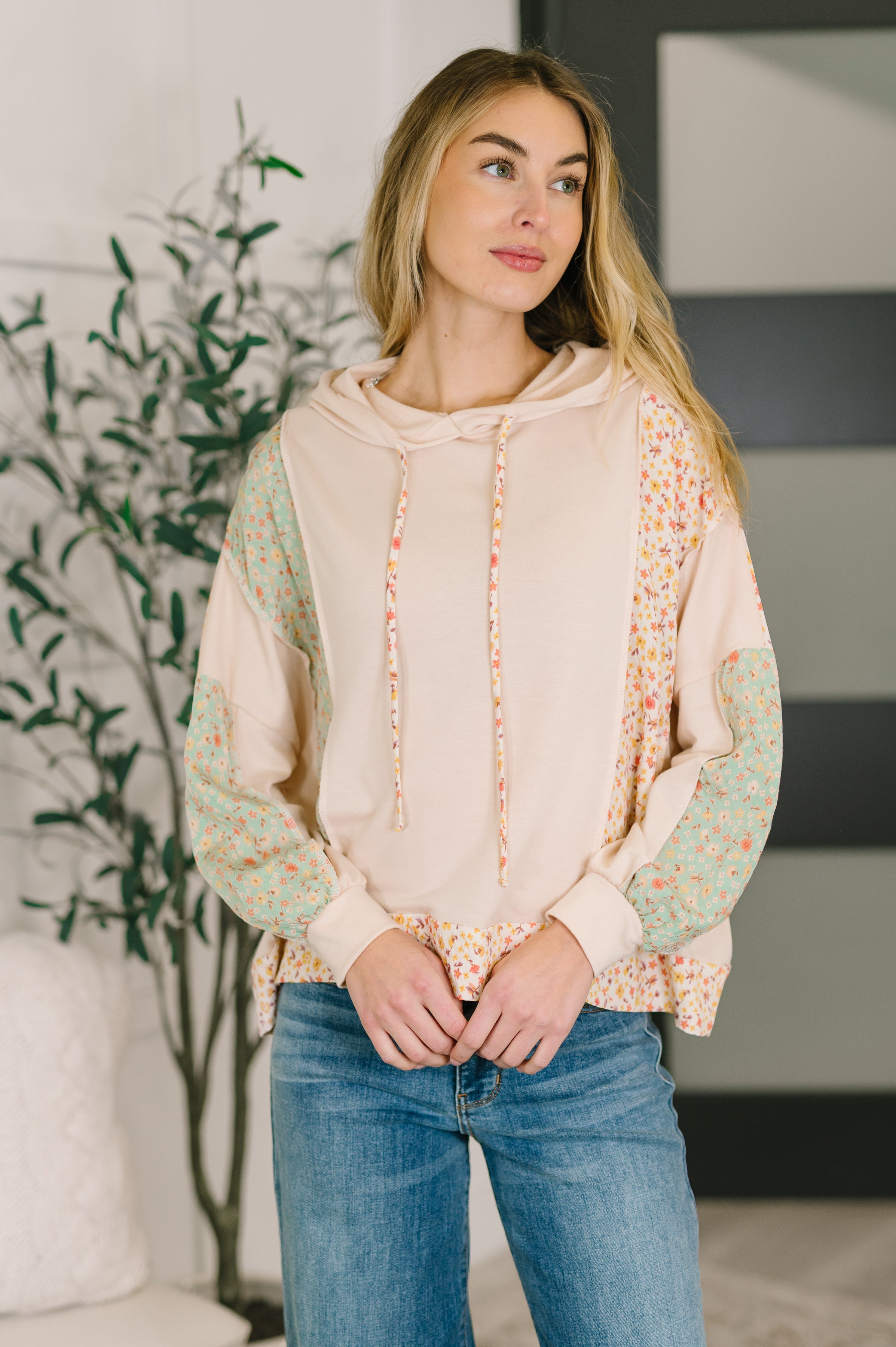 Floral Patchwork Hooded Pullover - Charming Charlie