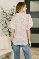 Flower Picking Notch Neck Blouse - Charming Charlie