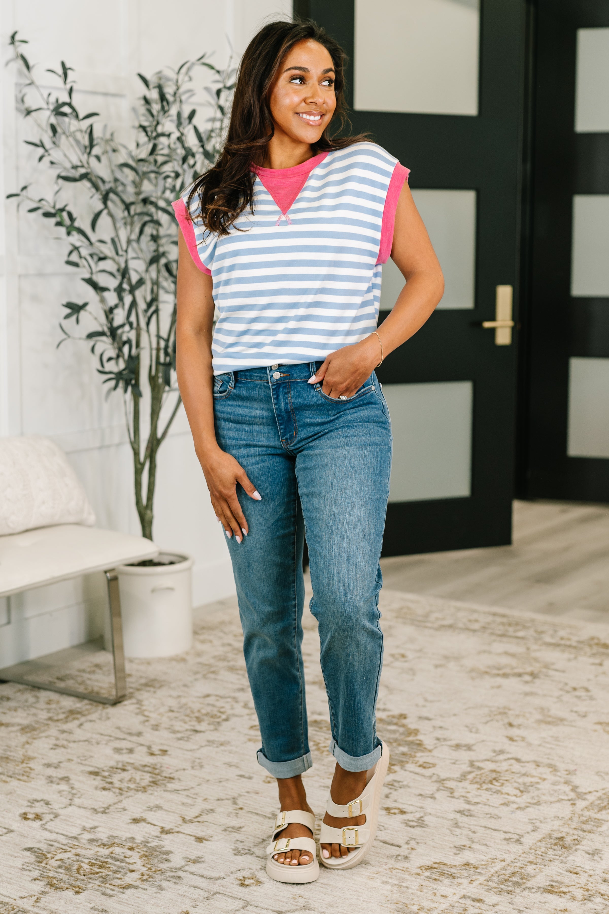 Following Through Color Block Muscle Tee - Charming Charlie