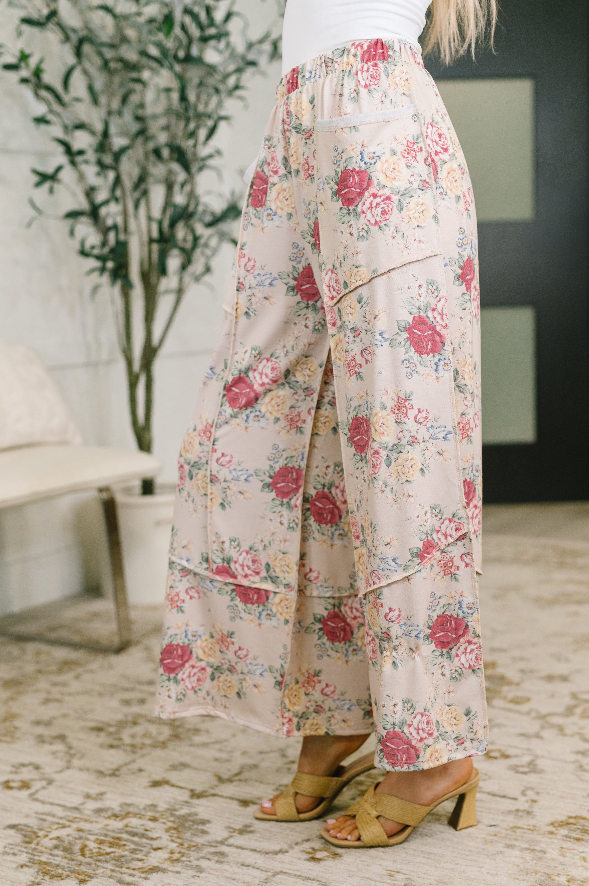 Follow the Flow Wide Leg Floral Bottoms - Charming Charlie