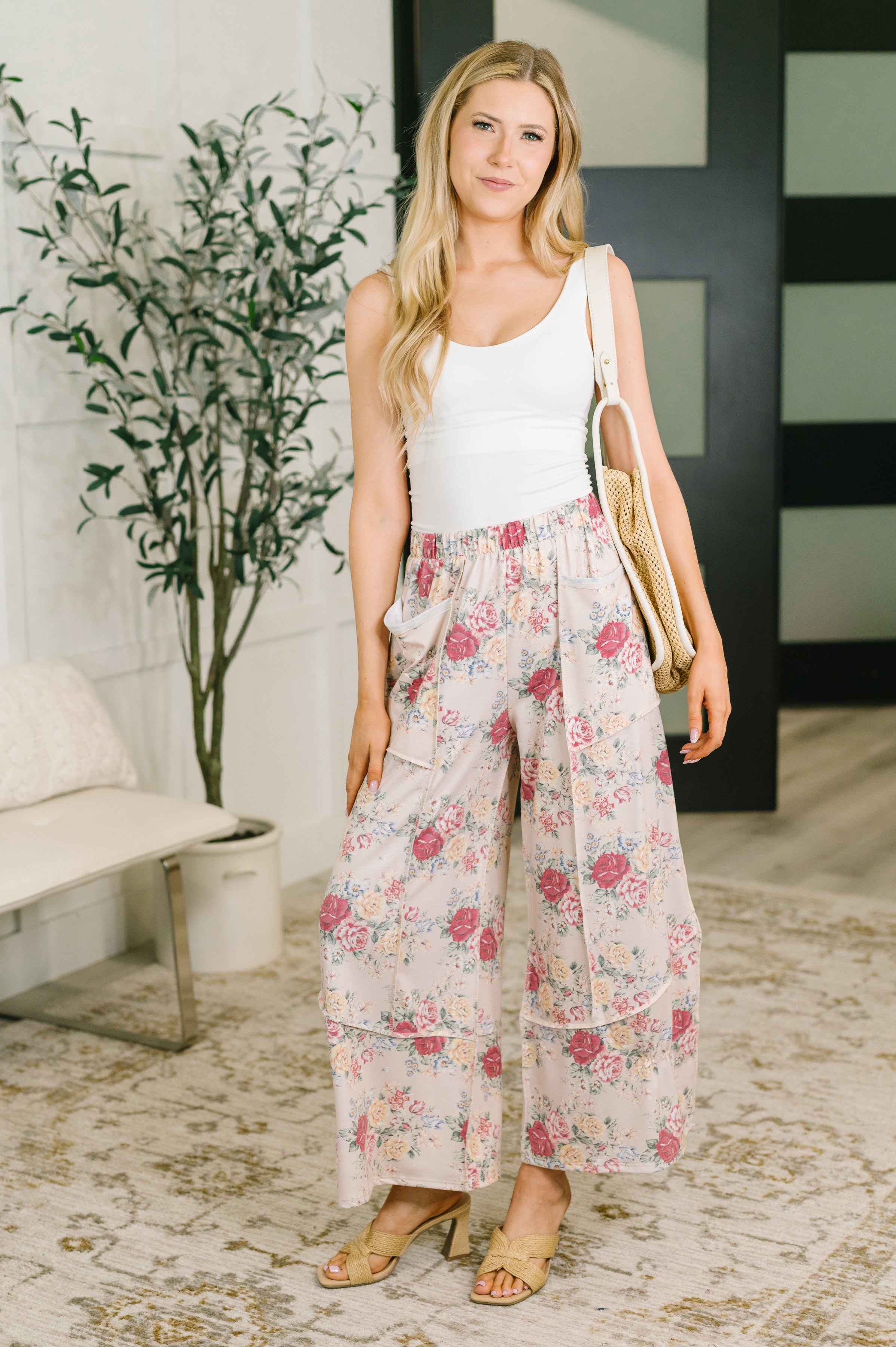 Follow the Flow Wide Leg Floral Bottoms - Charming Charlie