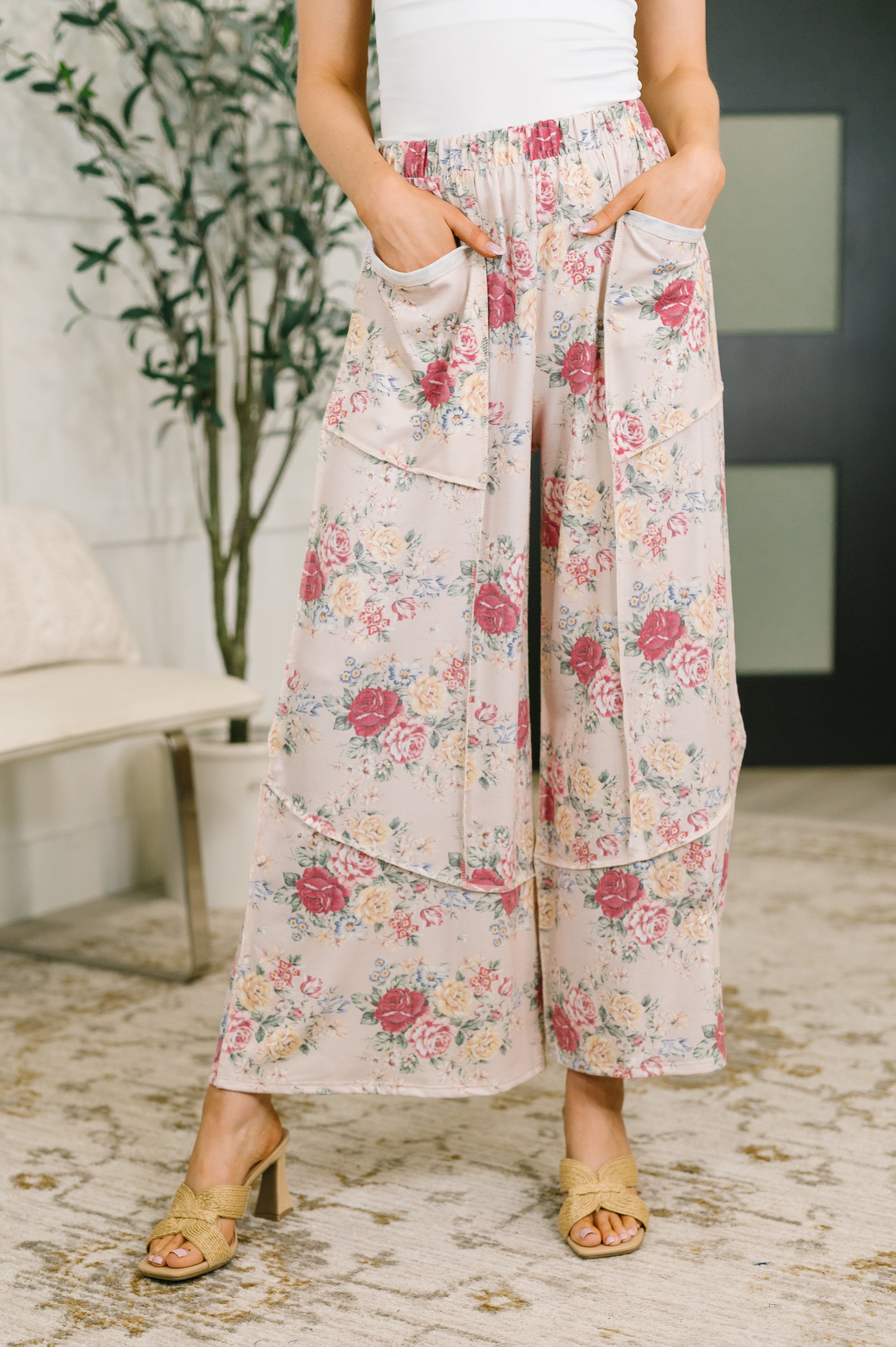 Follow the Flow Wide Leg Floral Bottoms - Charming Charlie
