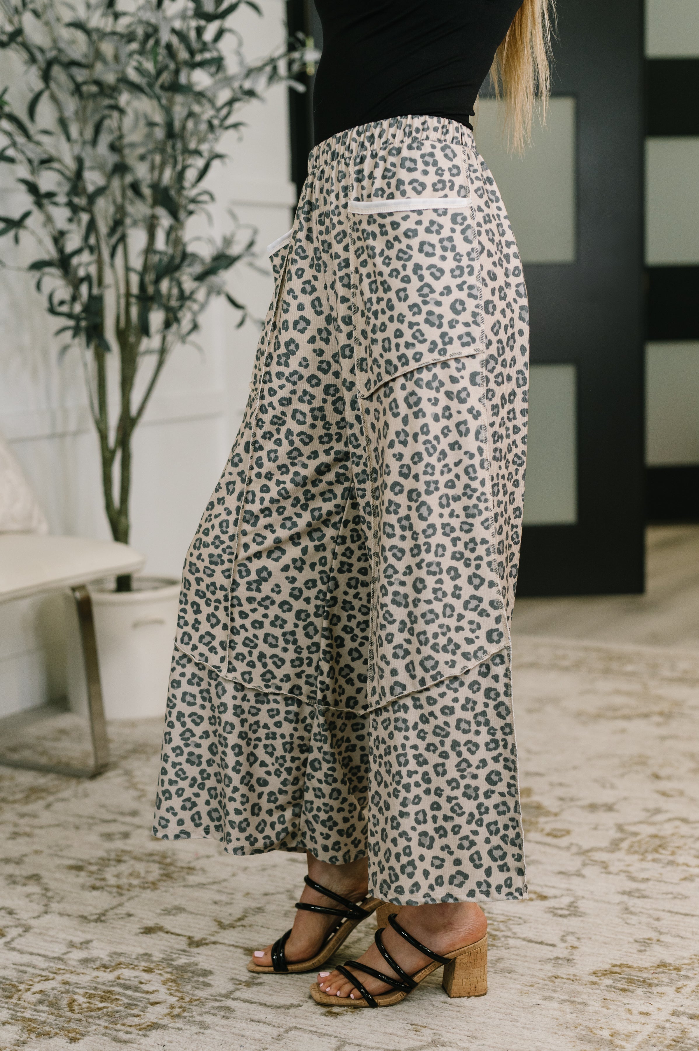 Follow the Flow Wide Leg Leopard Print Bottoms - Charming Charlie