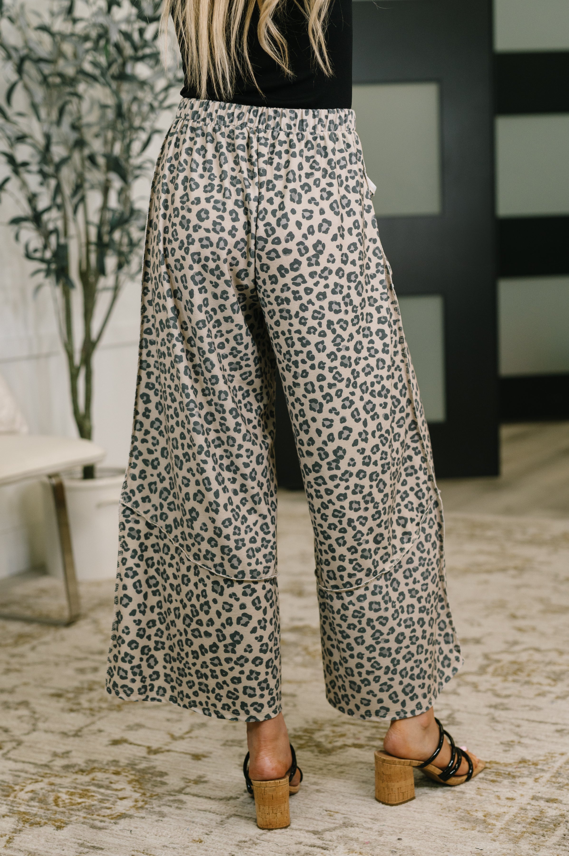 Follow the Flow Wide Leg Leopard Print Bottoms - Charming Charlie