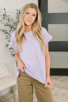 Foundation First Waffle Knit Relaxed Tee in Lilac - Charming Charlie