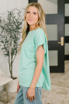 Foundation First Waffle Knit Relaxed Tee in Mint - Charming Charlie