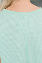 Foundation First Waffle Knit Relaxed Tee in Mint - Charming Charlie