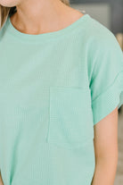 Foundation First Waffle Knit Relaxed Tee in Mint - Charming Charlie