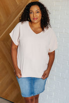 Frequently Asked Questions V-Neck Top in Blush - Charming Charlie