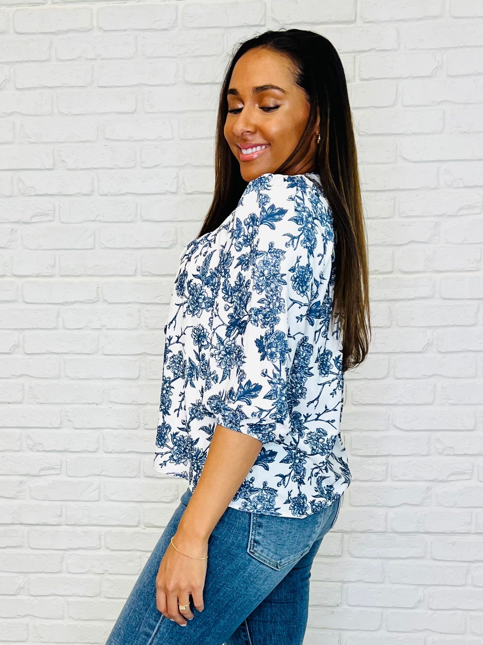 Frill Me With Sunshine in Ivory and Navy - Charming Charlie