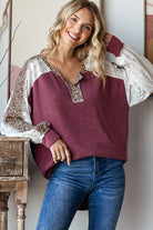 Bold Behavior Contrast Color Block Top in Burgundy - Charming Charlie