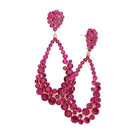 Fuchsia Crystal Bubble Cluster Teardrop Evening Earrings, These gorgeous Crystal pieces will show your class in any special occasion. The elegance of these crystal evening earrings goes unmatched. Perfect jewelry to enhance your look. Awesome gift for birthday, Anniversary, Valentine‚Äôs Day or any special occasion.