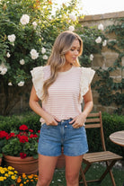 Sweet Stripe Ruffle Sleeve Top - Charming Charlie