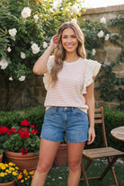 Sweet Stripe Ruffle Sleeve Top - Charming Charlie