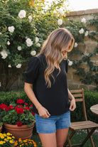 Bloom & Unwind Black Puff Sleeve Top - Charming Charlie