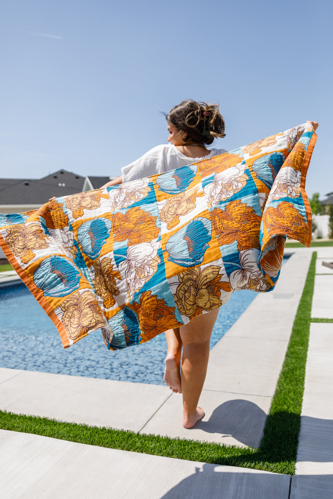 Luxury Beach Towel in Block Floral - Charming Charlie