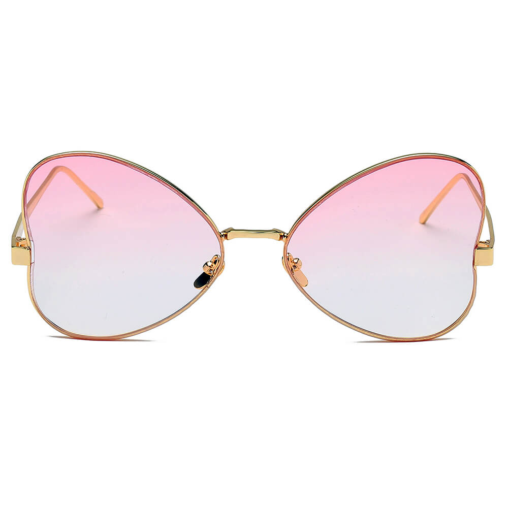 LINDSAY | S2052 - Women Oversized Rounded Butterfly Fashion Sunglasses - Cramilo Eyewear - Stylish Trendy Affordable Sunglasses Clear Glasses Eye Wear Fashion