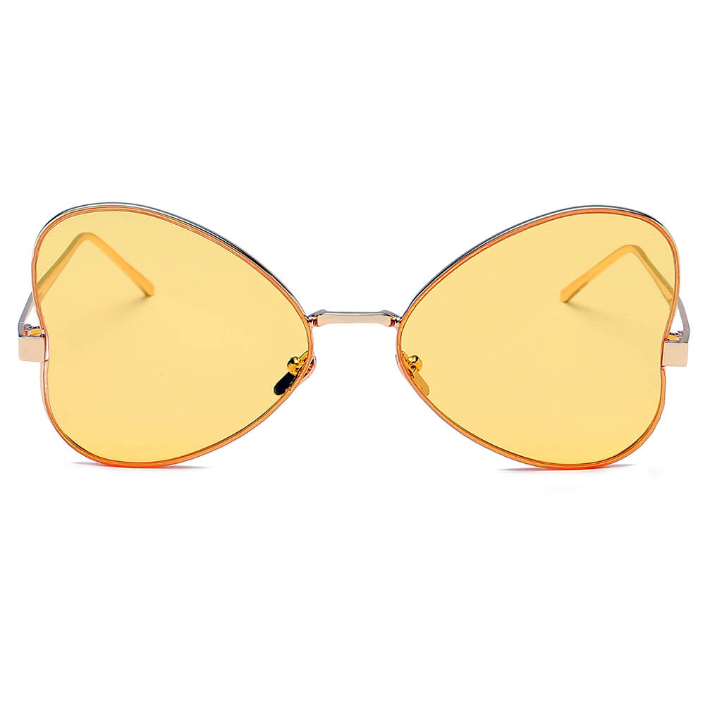 LINDSAY | S2052 - Women Oversized Rounded Butterfly Fashion Sunglasses - Cramilo Eyewear - Stylish Trendy Affordable Sunglasses Clear Glasses Eye Wear Fashion