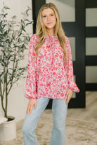 Garden Kiss V-Neck Puff Sleeve Blouse - Charming Charlie