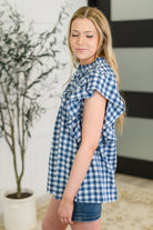 Garden at Goldenhour Flutter Sleeve Blouse in  Blue - Charming Charlie