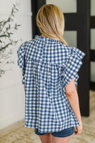 Garden at Goldenhour Flutter Sleeve Blouse in  Blue - Charming Charlie