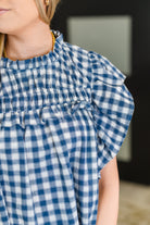 Garden at Goldenhour Flutter Sleeve Blouse in  Blue - Charming Charlie