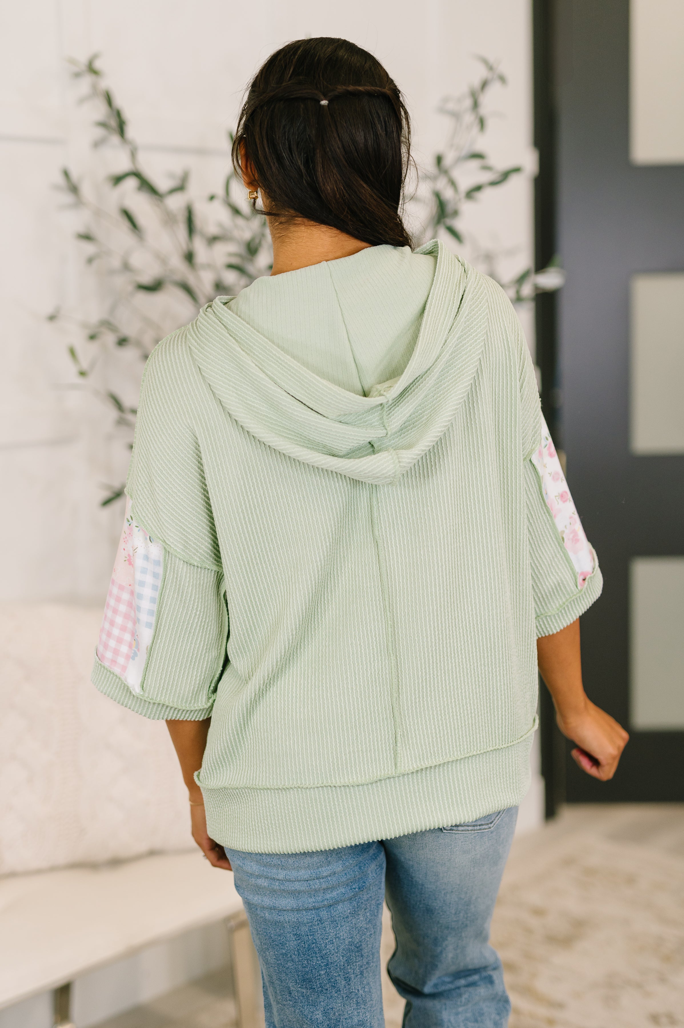 Get My Fixin' Cable Ribbed Knit Hooded Top - Charming Charlie