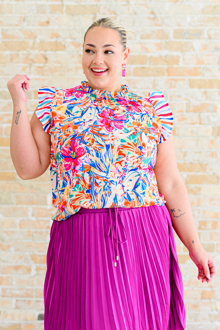 Get Out of Town Ruffle Sleeve Top - Charming Charlie