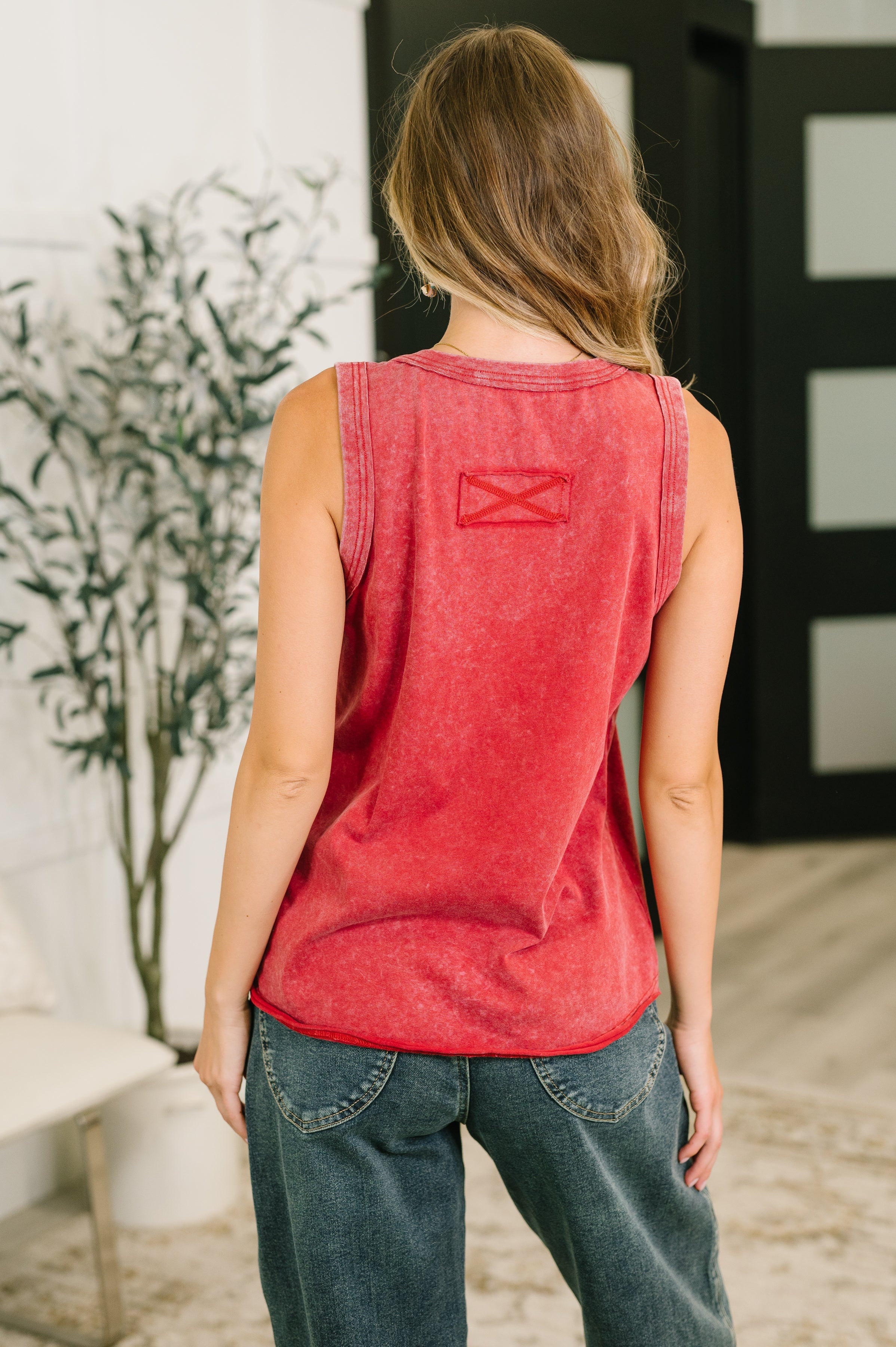 Get it Right V-Neck Mineral Wash Tank - Charming Charlie