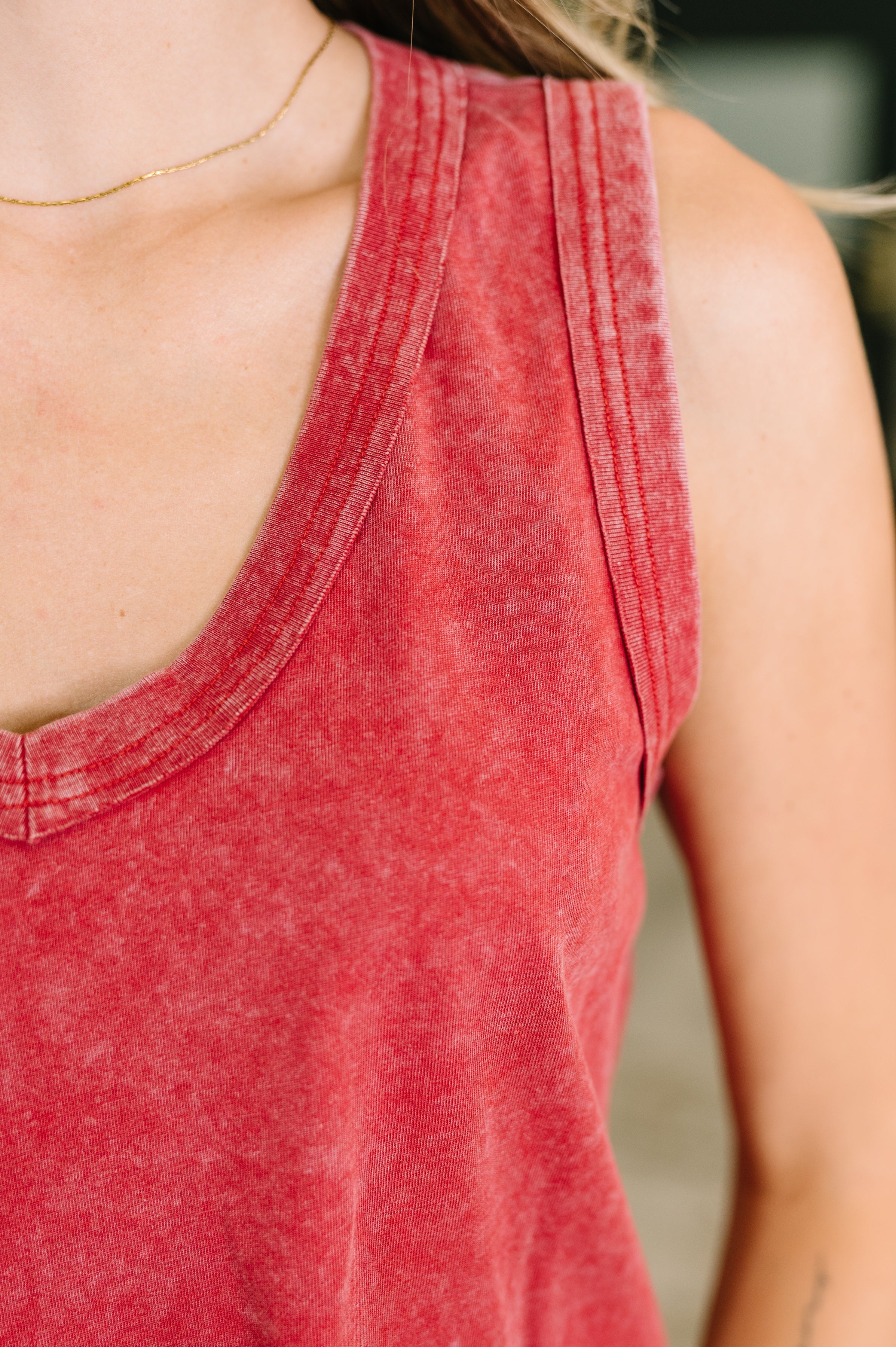 Get it Right V-Neck Mineral Wash Tank - Charming Charlie
