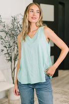 Getting Good V-Neck Tank in Mint - Charming Charlie