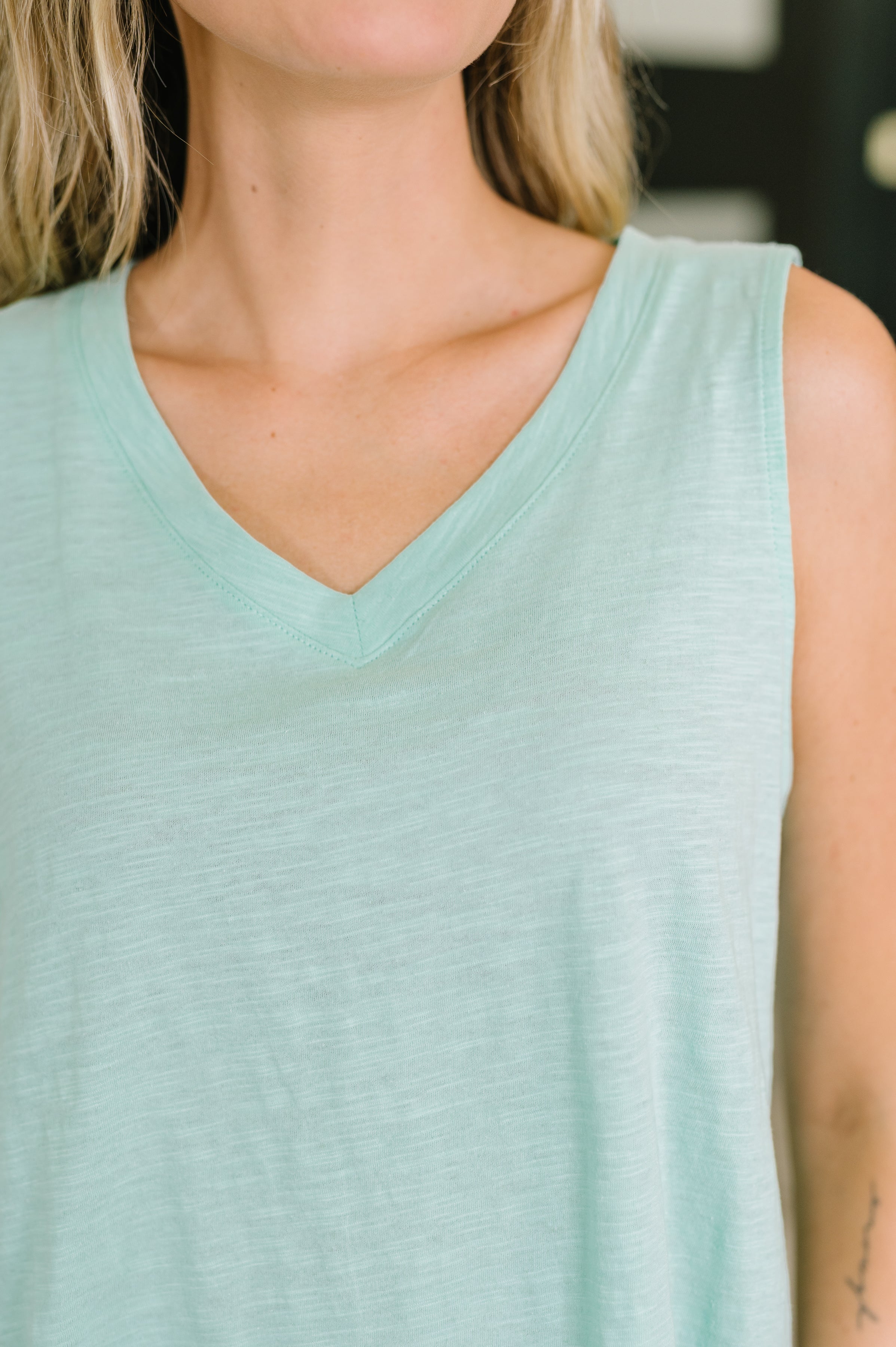 Getting Good V-Neck Tank in Mint - Charming Charlie