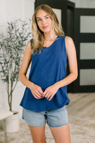 Getting Good V-Neck Tank in Navy - Charming Charlie