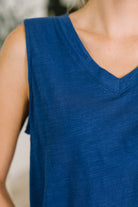 Getting Good V-Neck Tank in Navy - Charming Charlie