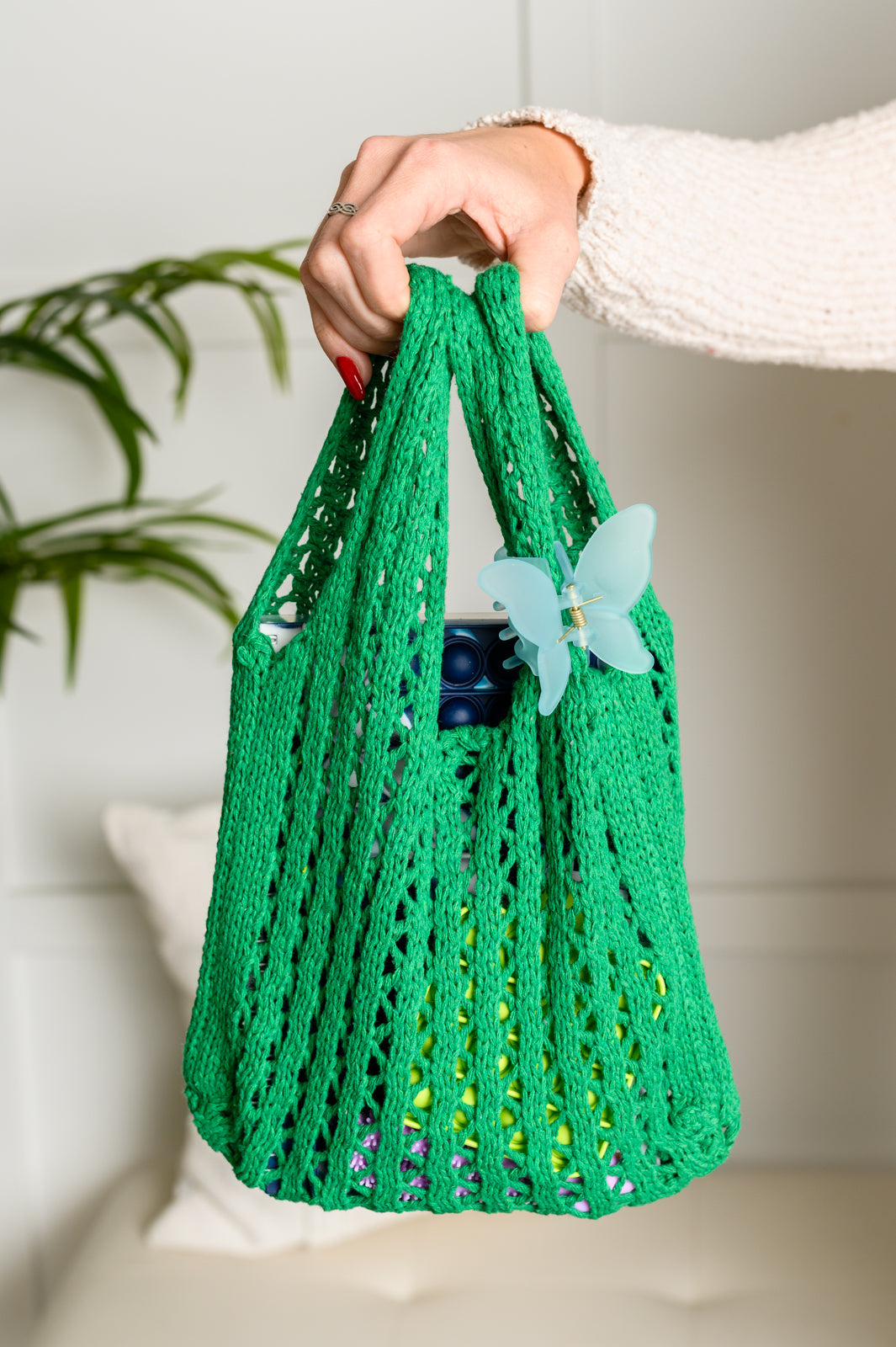 Girls Day Open Weave Bag in Green - Charming Charlie