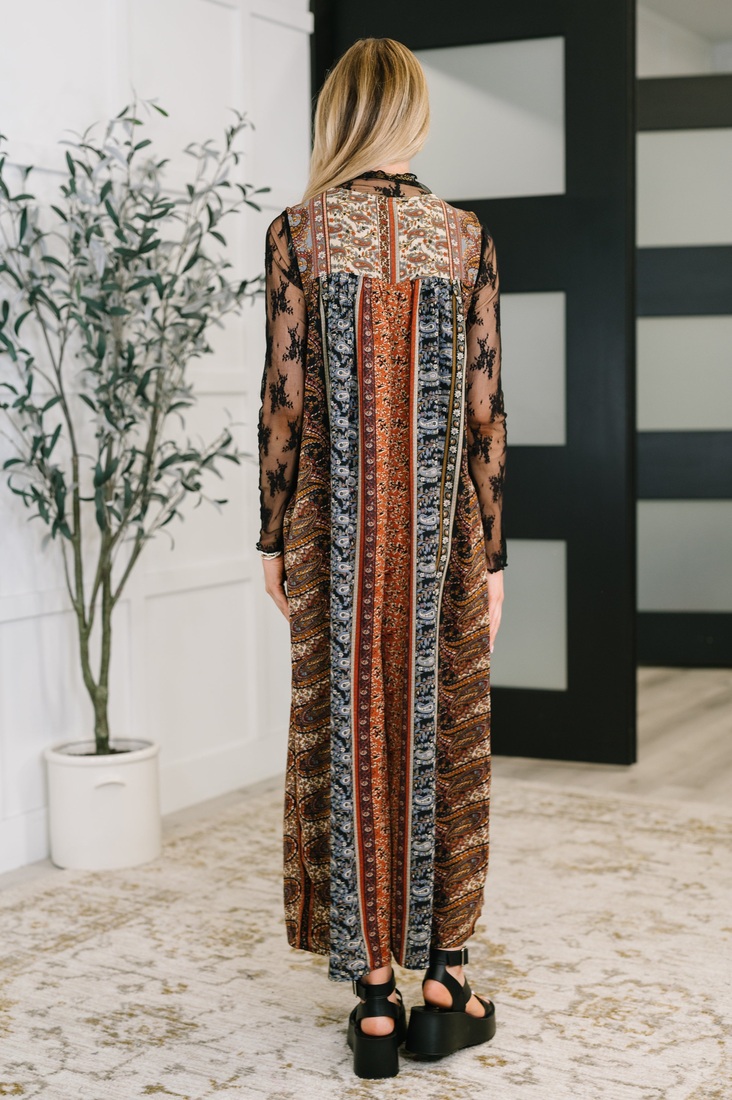 Going with the Flow Mixed Print Jumpsuit - Charming Charlie
