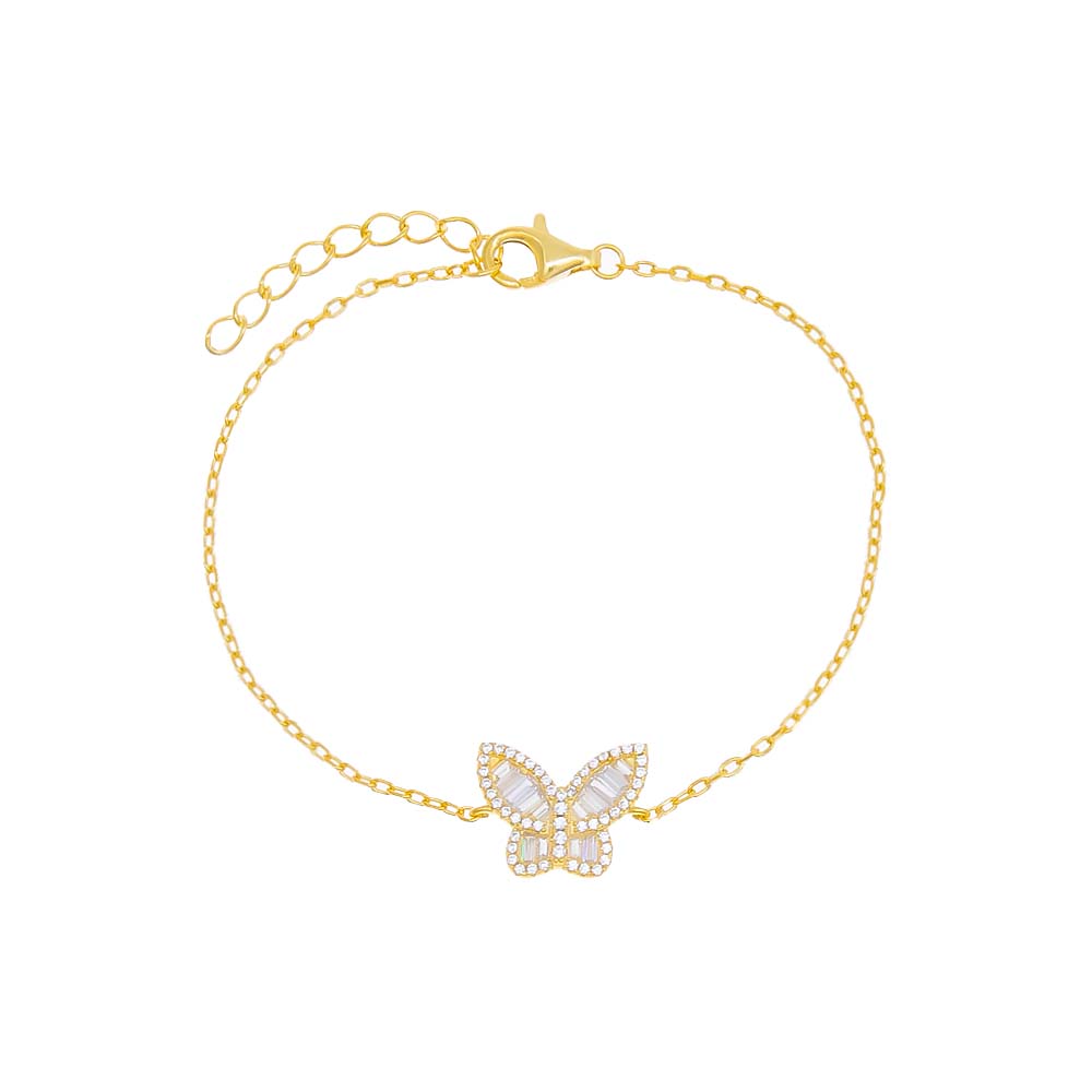 Gold Pavé X Baguette Butterfly Bracelet - Adina's Jewels