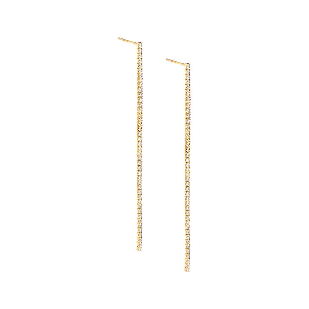 Gold / Pair Thin Tennis Drop Stud Earring - Adina's Jewels