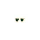 Malachite / Pair Colored Stone Pavé Heart Stud Earring - Adina's Jewels