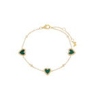 Malachite Pavé Multi Heart Stone Bracelet - Adina's Jewels