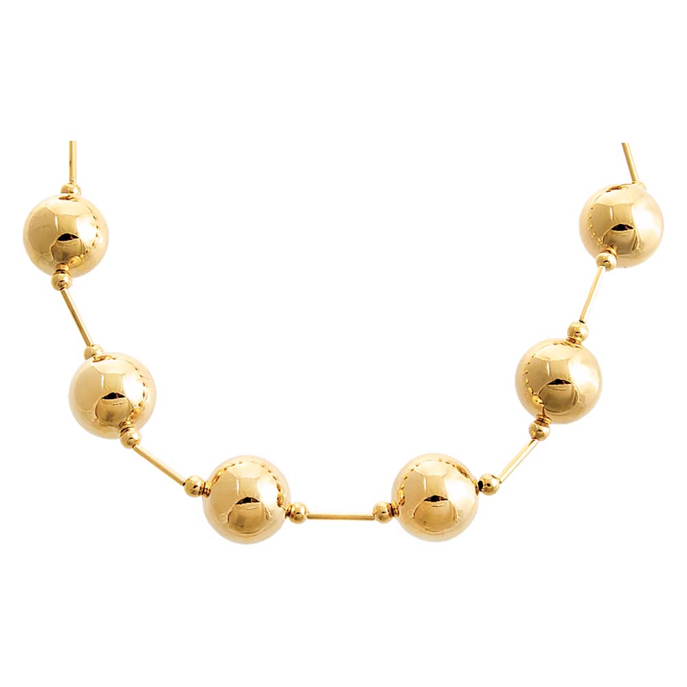 Gold Solid Large Ball X Bar Necklace - Adina's Jewels